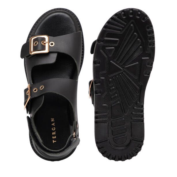 Siyah Hakiki Deri Kadın Sandalet - K25Y1SN67990-A23 - 6
