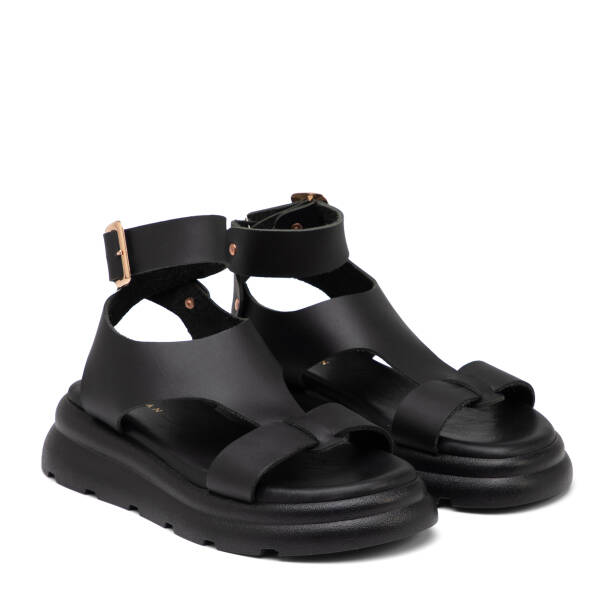 Siyah Hakiki Deri Kadın Sandalet - K25Y1SN67991-A23 - 2