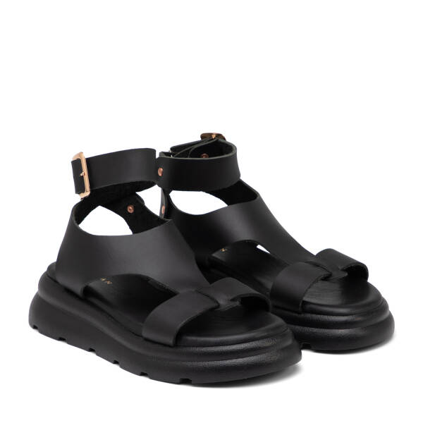 Siyah Hakiki Deri Kadın Sandalet - K25Y1SN67991-A23 - 2