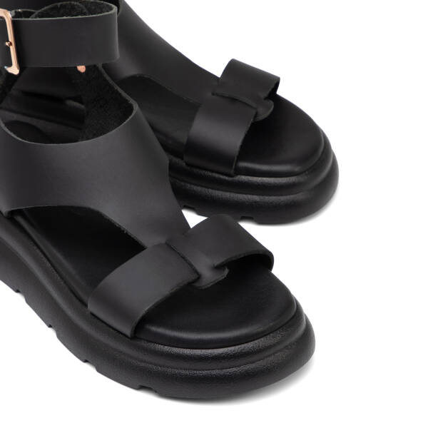 Siyah Hakiki Deri Kadın Sandalet - K25Y1SN67991-A23 - 3