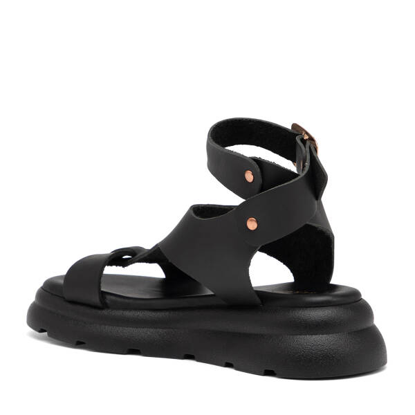 Siyah Hakiki Deri Kadın Sandalet - K25Y1SN67991-A23 - 4