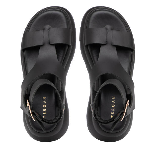 Siyah Hakiki Deri Kadın Sandalet - K25Y1SN67991-A23 - 5