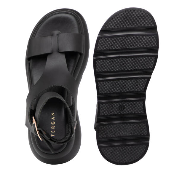 Siyah Hakiki Deri Kadın Sandalet - K25Y1SN67991-A23 - 6