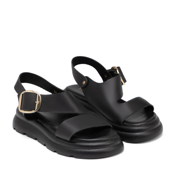 Siyah Hakiki Deri Kadın Sandalet - K25Y1SN67992-A23 - 2