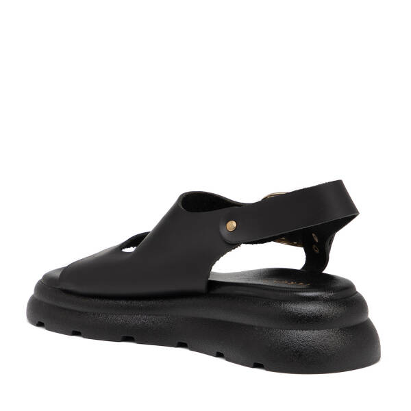 Siyah Hakiki Deri Kadın Sandalet - K25Y1SN67992-A23 - 4