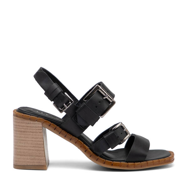 Siyah Hakiki Deri Kadın Sandalet - K25Y1SN68018-A23 - 1