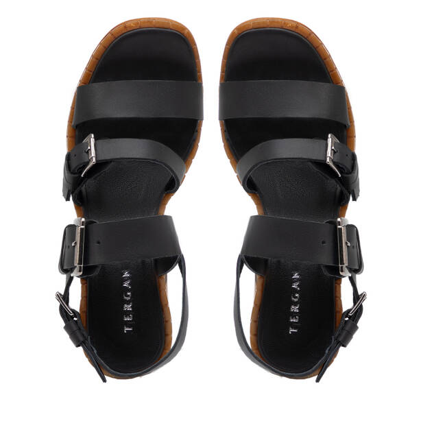 Siyah Hakiki Deri Kadın Sandalet - K25Y1SN68018-A23 - 5