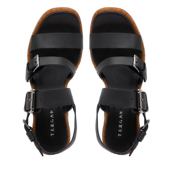 Siyah Hakiki Deri Kadın Sandalet - K25Y1SN68018-A23 - 5