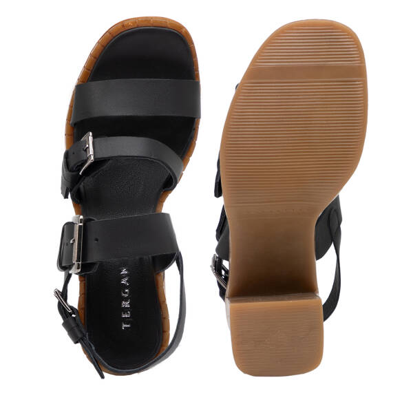 Siyah Hakiki Deri Kadın Sandalet - K25Y1SN68018-A23 - 6