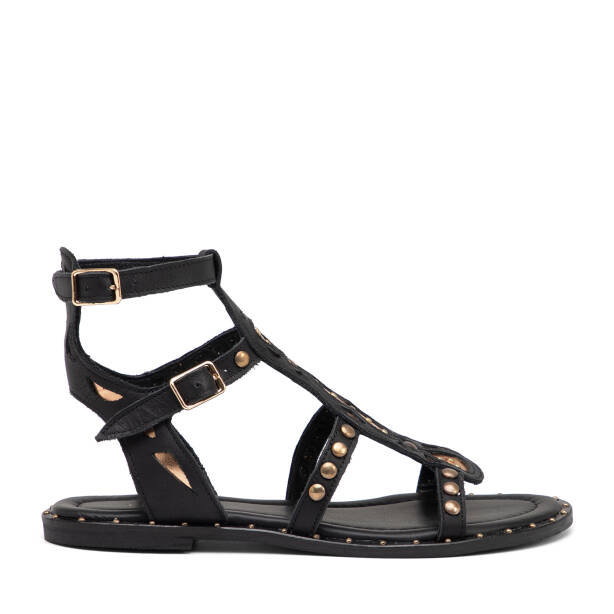 Siyah Hakiki Deri Kadın Sandalet - K25Y1SN68074-A23 - 1