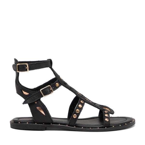 Siyah Hakiki Deri Kadın Sandalet - K25Y1SN68074-A23 - 1