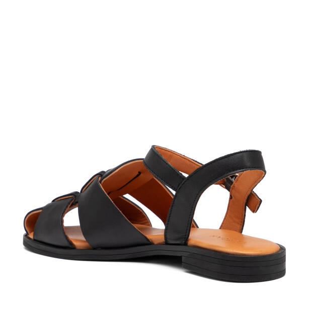 Siyah Hakiki Deri Kadın Sandalet - K25Y1SN68104-A23 - 4