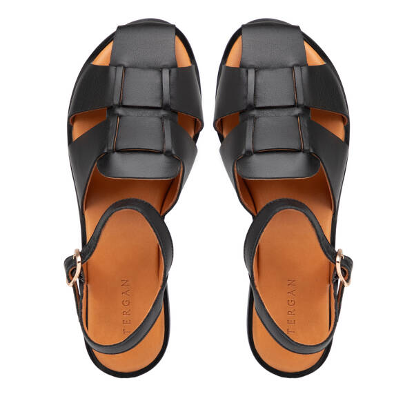 Siyah Hakiki Deri Kadın Sandalet - K25Y1SN68104-A23 - 5