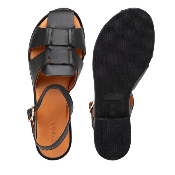 Siyah Hakiki Deri Kadın Sandalet - K25Y1SN68104-A23 - 6