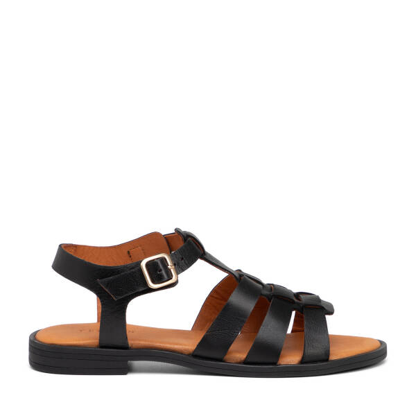 Siyah Hakiki Deri Kadın Sandalet - K25Y1SN68105-A23 - 1
