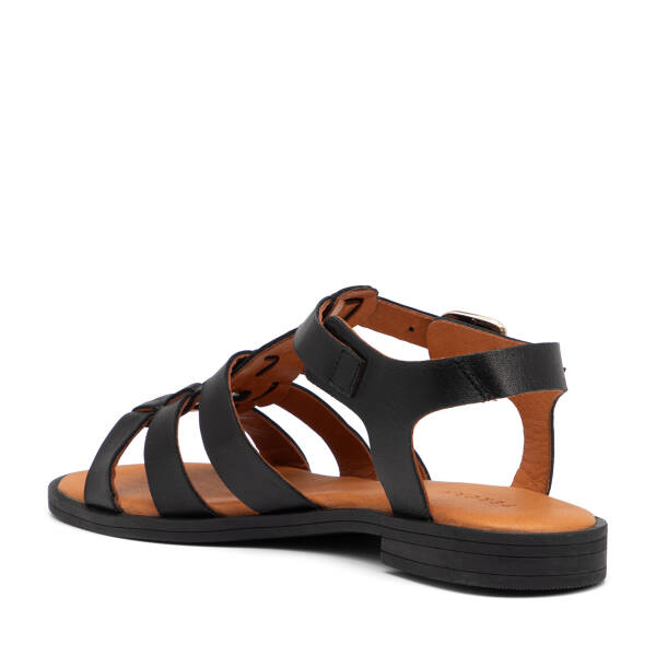 Siyah Hakiki Deri Kadın Sandalet - K25Y1SN68105-A23 - 4
