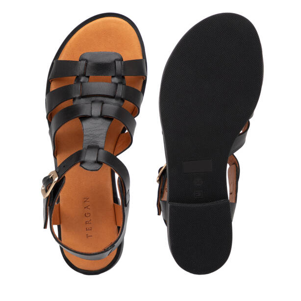 Siyah Hakiki Deri Kadın Sandalet - K25Y1SN68105-A23 - 6