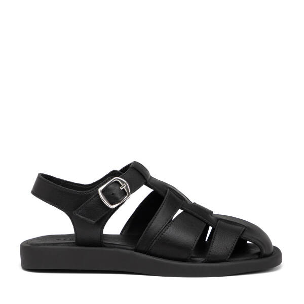 Siyah Hakiki Deri Kadın Sandalet - K25Y1SN68106-A23 - 1