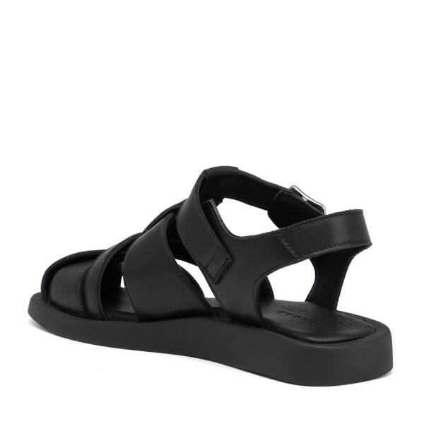 Siyah Hakiki Deri Kadın Sandalet - K25Y1SN68106-A23 - 4