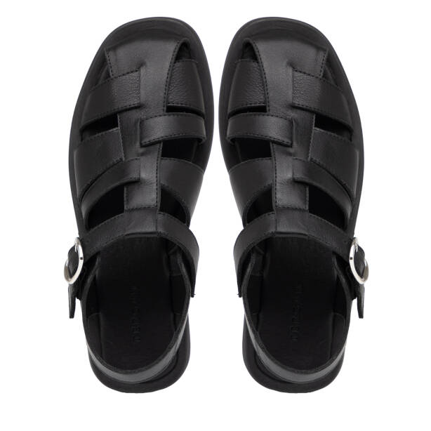 Siyah Hakiki Deri Kadın Sandalet - K25Y1SN68106-A23 - 5