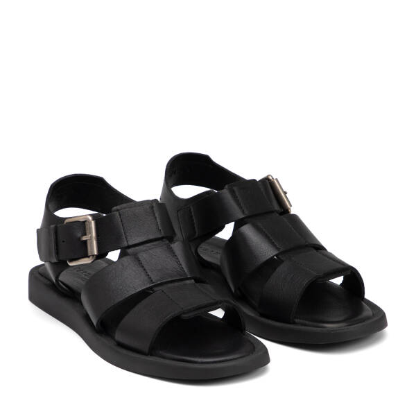 Siyah Hakiki Deri Kadın Sandalet - K25Y1SN68107-A23 - 2