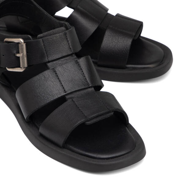 Siyah Hakiki Deri Kadın Sandalet - K25Y1SN68107-A23 - 3