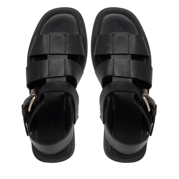 Siyah Hakiki Deri Kadın Sandalet - K25Y1SN68107-A23 - 5