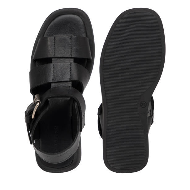 Siyah Hakiki Deri Kadın Sandalet - K25Y1SN68107-A23 - 6