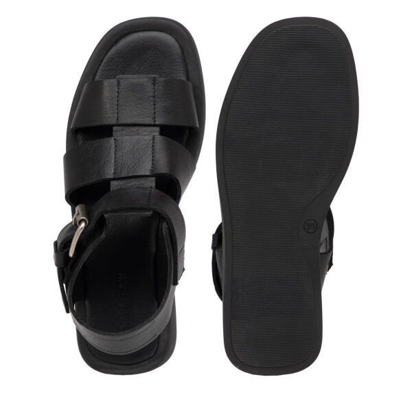 Siyah Hakiki Deri Kadın Sandalet - K25Y1SN68107-A23 - 6