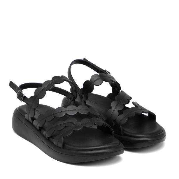 Siyah Hakiki Deri Kadın Sandalet - K25Y1SN68108-A23 - 2