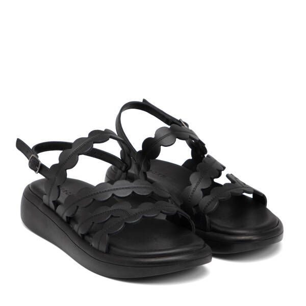 Siyah Hakiki Deri Kadın Sandalet - K25Y1SN68108-A23 - 2