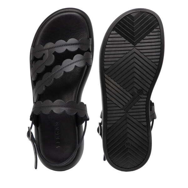 Siyah Hakiki Deri Kadın Sandalet - K25Y1SN68108-A23 - 6