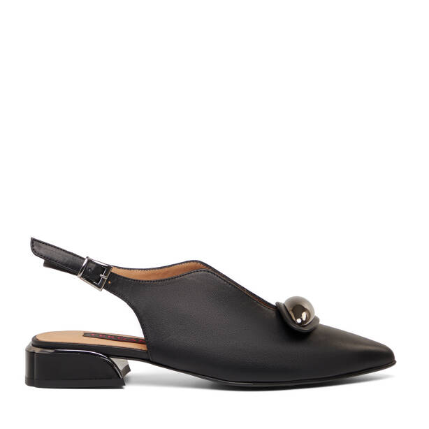 Siyah Hakiki Deri Kadın Sandalet - K26Y1AY68566-A23 - Tergan