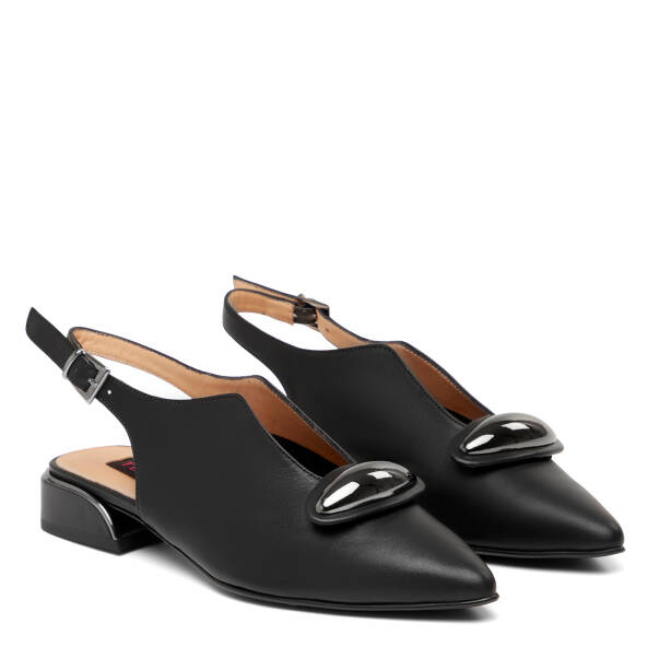 Siyah Hakiki Deri Kadın Sandalet - K26Y1AY68566-A23 - Tergan