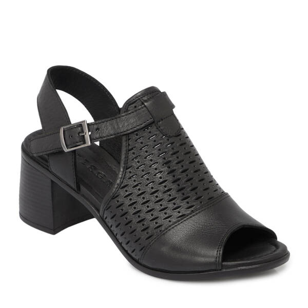 Siyah Hakiki Deri Kadın Sandalet - K26Y1SN68371-A23 - 1