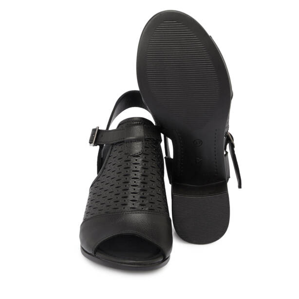 Siyah Hakiki Deri Kadın Sandalet - K26Y1SN68371-A23 - 4