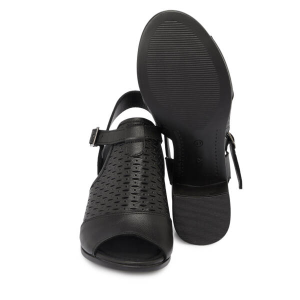 Siyah Hakiki Deri Kadın Sandalet - K26Y1SN68371-A23 - 4