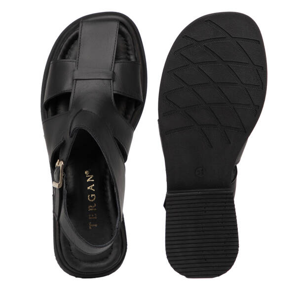 Siyah Hakiki Deri Kadın Sandalet - K26Y1SN68426-A23 - 6