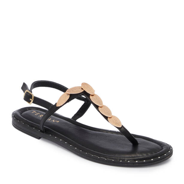 Siyah Hakiki Deri Kadın Sandalet - K26Y1SN68430-A23 - 1