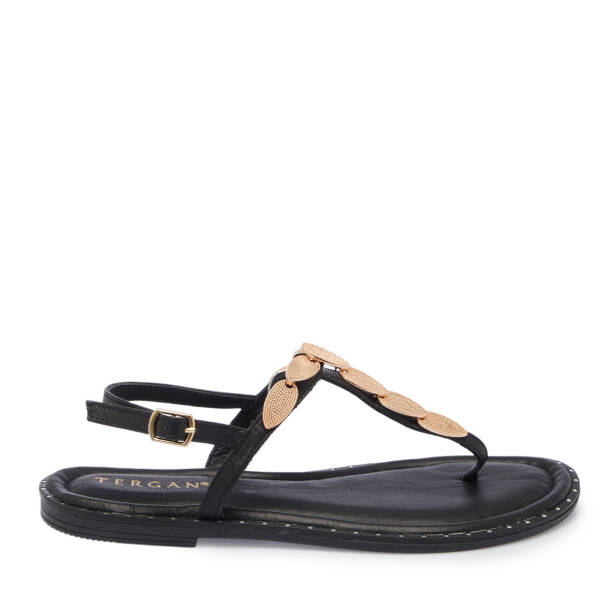 Siyah Hakiki Deri Kadın Sandalet - K26Y1SN68430-A23 - 3