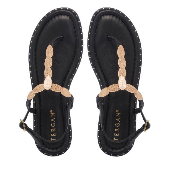 Siyah Hakiki Deri Kadın Sandalet - K26Y1SN68430-A23 - 5