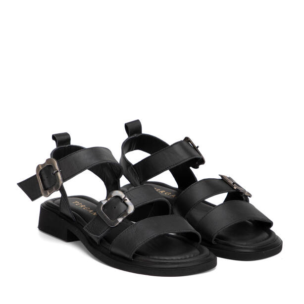 Siyah Hakiki Deri Kadın Sandalet - K26Y1SN68432-A23 - 2