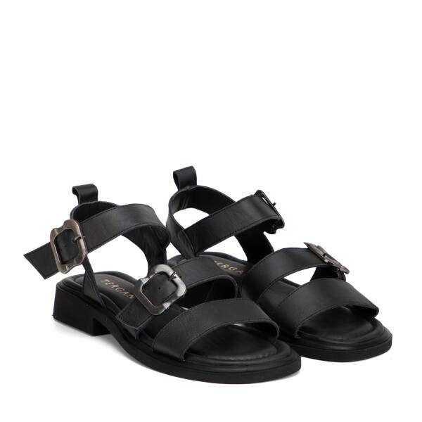 Siyah Hakiki Deri Kadın Sandalet - K26Y1SN68432-A23 - 2