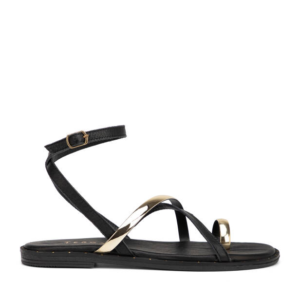 Siyah Hakiki Deri Kadın Sandalet - K26Y1SN68436-A23 - 1