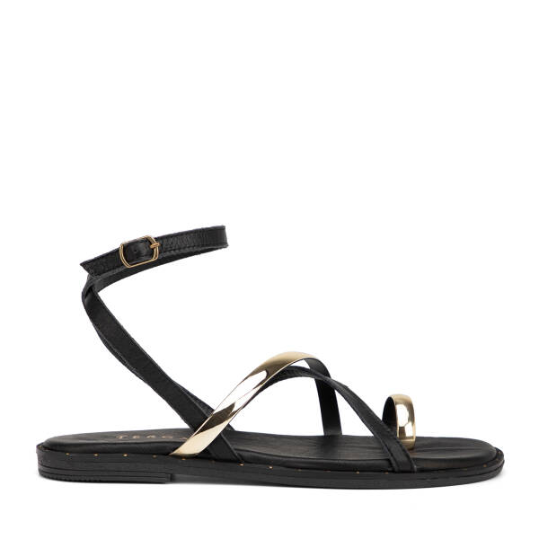 Siyah Hakiki Deri Kadın Sandalet - K26Y1SN68436-A23 - 1