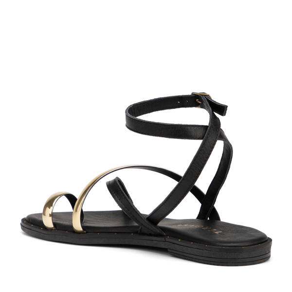 Siyah Hakiki Deri Kadın Sandalet - K26Y1SN68436-A23 - 4