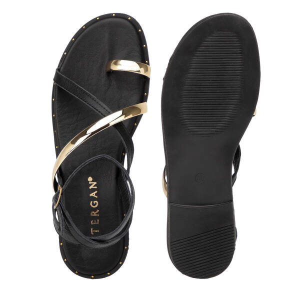 Siyah Hakiki Deri Kadın Sandalet - K26Y1SN68436-A23 - 6