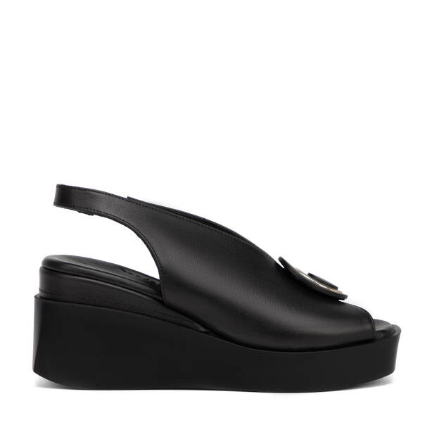 Siyah Hakiki Deri Kadın Sandalet - K26Y1SN68444-A23 - 1