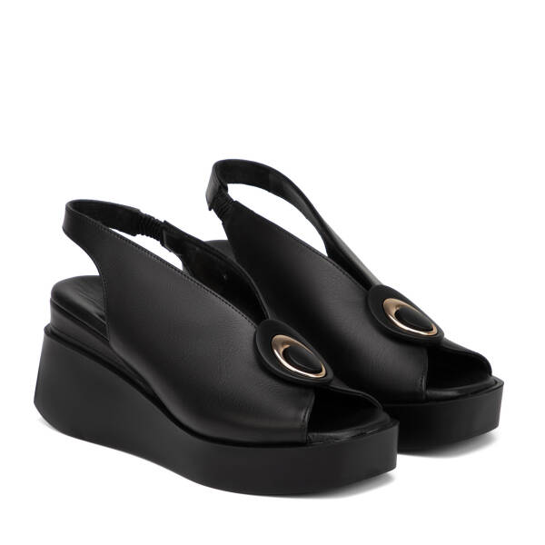 Siyah Hakiki Deri Kadın Sandalet - K26Y1SN68444-A23 - 2