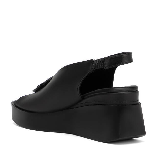 Siyah Hakiki Deri Kadın Sandalet - K26Y1SN68444-A23 - 4